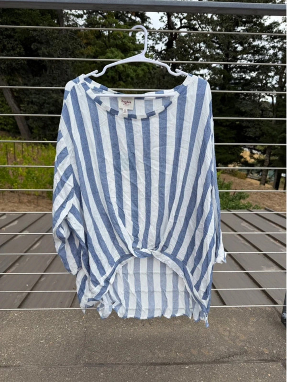 182. NWT Hayden blue and white stripe hi lo top 2XL